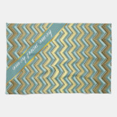 Linge De Cuisine Or et Turquoise Motif Chevron (Horizontal)