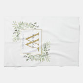 Linge De Cuisine Or Monogramme Aquarelle Verdure (Horizontal)