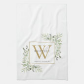 Linge De Cuisine Or Monogramme Aquarelle Verdure (Vertical)