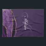 Linge De Cuisine or monogramme moderne et agneau violet<br><div class="desc">monogramme élégant avec or et agate violette. Les fonctions de texte peuvent être customisées. Vous pouvez ajouter votre propre nom.</div>