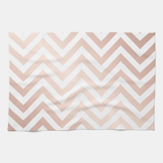 Linge De Cuisine or rose, blanc, chevron, zigzag, moderne, tendance (Horizontal)