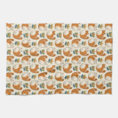 Linge De Cuisine Orange and White Cats Naive Art Style (Horizontal)