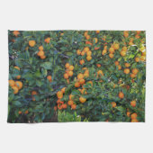 Linge De Cuisine Orange Arbre Vert Feuille Fruits Oranges (Horizontal)