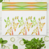 Linge De Cuisine Orange Avec Vert Et Blanc (Plié)