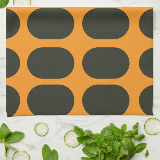 Linge De Cuisine Orange Black Circles (Plié)