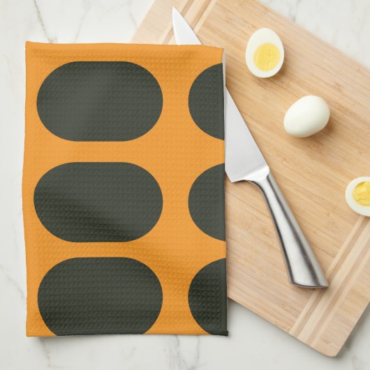 Linge De Cuisine Orange Black Circles (Quart Plié)