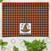 Linge De Cuisine Orange & Black Gingham Halloween Witch Hat & Bats (Plié)