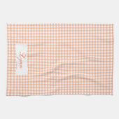 Linge De Cuisine Orange & Blanc Gingham Classique | Nom Personnalis (Horizontal)
