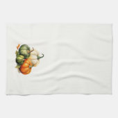 Linge De Cuisine Orange, Blanc & Vert Citrouille Automne Thème (Horizontal)
