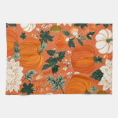 Linge De Cuisine Orange Boho Citrouille Automne motif floral (Horizontal)