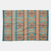 Linge De Cuisine Orange Brown Aqua Turquoise Blue Tribal Art (Horizontal)