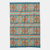 Linge De Cuisine Orange Brown Aqua Turquoise Blue Tribal Art (Vertical)