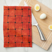 Linge De Cuisine Orange Brûlé Tissé Ensemble (Quart Plié)