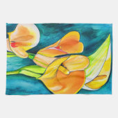 Linge De Cuisine Orange Calla fleurs de laine aquarelle art (Horizontal)