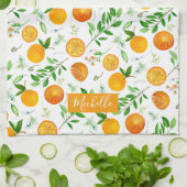 Linge De Cuisine Orange Citrus été Floral Motif botanique (Plié)