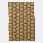 Linge De Cuisine Orange Collarette Dahlia motifs floraux (Vertical)
