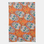 Linge De Cuisine Orange de Halloween de crâne de sucre (Vertical)