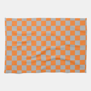 Linge De Cuisine Orange et argenté Checkered