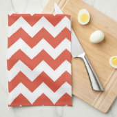 Linge De Cuisine Orange et blanc en zigzag (Quart Plié)