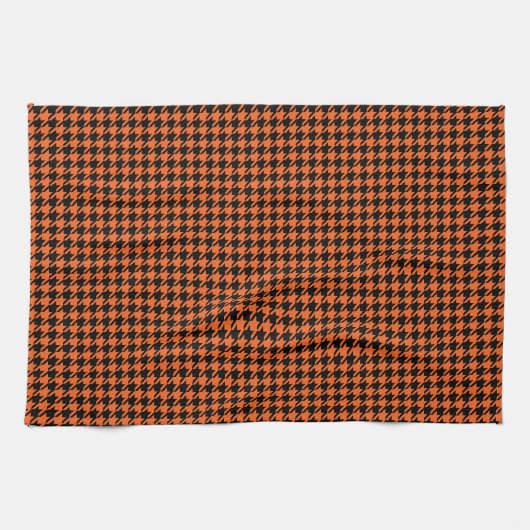 Linge De Cuisine Orange et noir de Houndstooth (Horizontal)