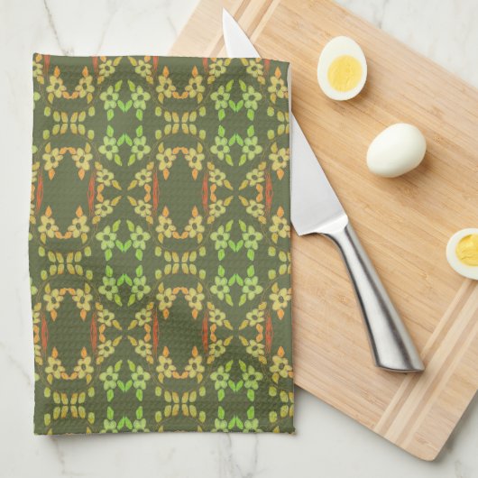 Linge De Cuisine Orange et vert (Quart Plié)