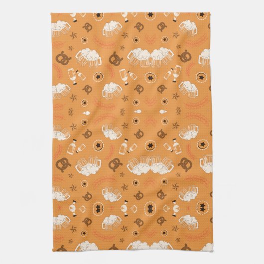 Linge De Cuisine Orange fabric pattern with white sheep (Vertical)