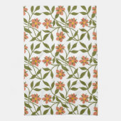 LINGE DE CUISINE ORANGE FLEURS (Vertical)