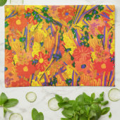 Linge De Cuisine Orange Floral gai (Plié)