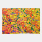 Linge De Cuisine Orange Floral gai (Horizontal)
