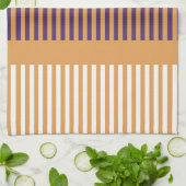 Linge De Cuisine Orange foncé et rayures violettes (Plié)