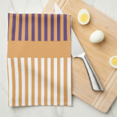 Linge De Cuisine Orange foncé et rayures violettes (Quart Plié)