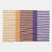 Linge De Cuisine Orange foncé et rayures violettes (Horizontal)