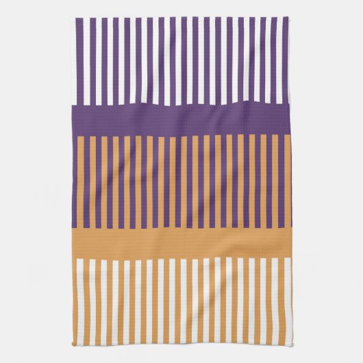 Linge De Cuisine Orange foncé et rayures violettes (Vertical)