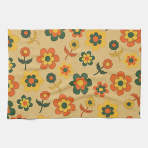 Linge De Cuisine Orange Green Tropical Floral Botanique Été