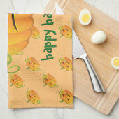 Linge De Cuisine Orange Halloween Citrouille Triste Motif sans cout (Quart Plié)