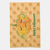 Linge De Cuisine Orange Halloween Citrouille Triste Motif sans cout (Vertical)
