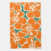 Linge De Cuisine Orange Hibiscus Fleurs Tropical Hawaiian Luau (Vertical)