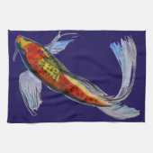 Linge De Cuisine Orange Koi japonais aquarelle carpe art (Horizontal)