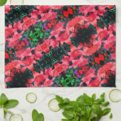 Linge De Cuisine Orange Lily Flowers Abstrait Art Motif (Plié)