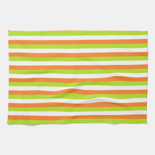 Linge De Cuisine Orange, Lime Green et Blancs (Horizontal)