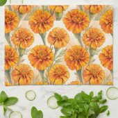 Linge De Cuisine Orange marigold flowers pattern (Plié)
