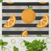 Linge De Cuisine Orange Moderne, en noir et blanc (Plié)