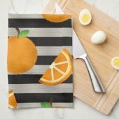 Linge De Cuisine Orange Moderne, en noir et blanc (Quart Plié)