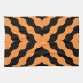 Linge De Cuisine Orange, Noir Rétro Sans Seamless (Horizontal)