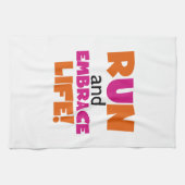 Linge De Cuisine Orange Rose Texte Fitness Runner Marathon (Horizontal)