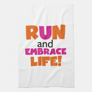 Linge De Cuisine Orange Rose Texte Fitness Runner Marathon
