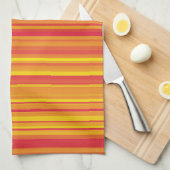 Linge De Cuisine Orange rouge jaune rayures (Quart Plié)