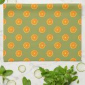 Linge De Cuisine Orange Slice sur Lime Green Arrière - plan (Plié)