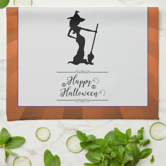 Linge De Cuisine Orange Starburst Witch Halloween (Plié)