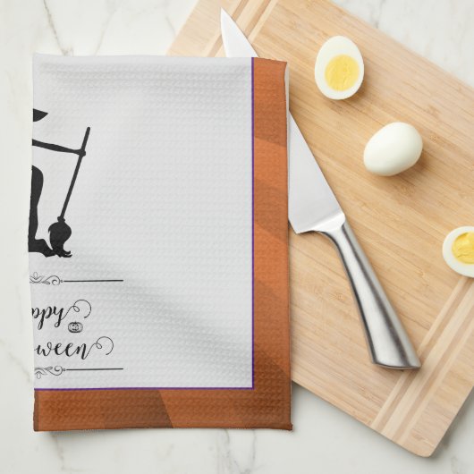 Linge De Cuisine Orange Starburst Witch Halloween (Quart Plié)